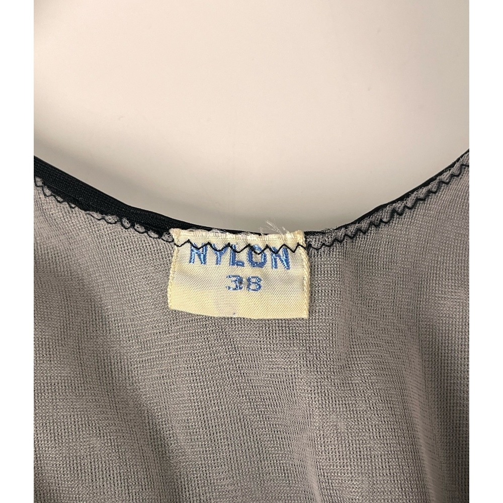 Vintage Sheer Nightgown Black Blush 38 Embroidered 50s Cinderella Full Floral - Picture 13 of 13
